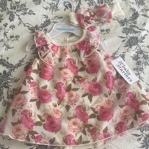 2 piece matching set : dress (with bodysuit) and a headband, 3m, baby starters